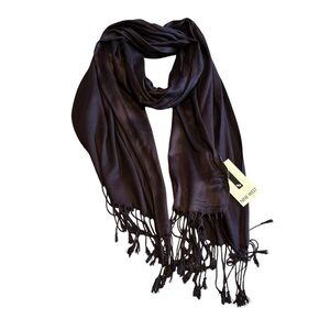 Nine West Scarf Navy Coastal Prep with Fringe Long & Wide 72” x 21”